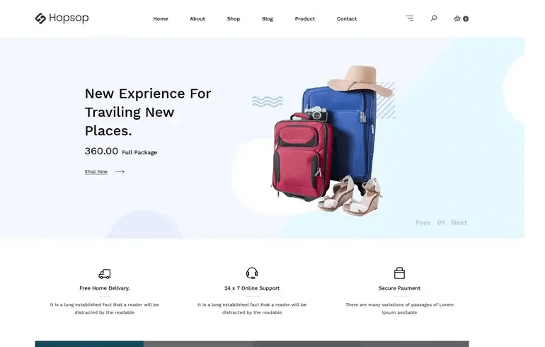 Hopsop - Travel Accessories ECommerce Shopify Theme