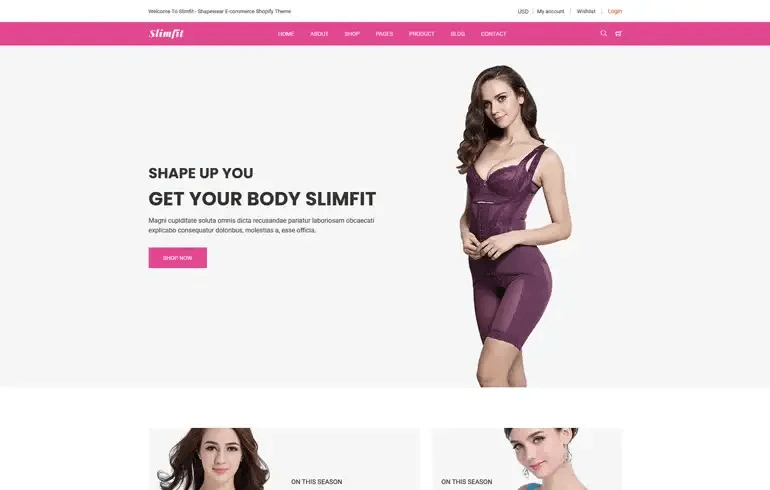 Slimfit - Shapewear ECommerce Shopify Theme